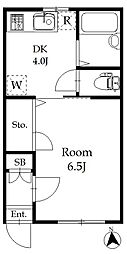 ハイツ234 1Kの間取図画像