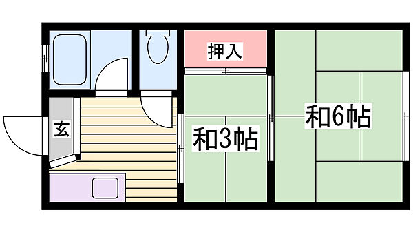 みどりハイツ ｜兵庫県神戸市西区王塚台5丁目(賃貸アパート2K・2階・27.00㎡)の写真 その2