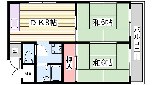 プラスパラス・ヒラノ ｜兵庫県神戸市垂水区西舞子2丁目(賃貸マンション2DK・3階・43.92㎡)の写真 その2