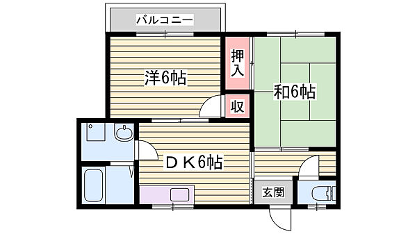 フラット松江 ｜兵庫県明石市松江(賃貸アパート2DK・2階・45.00㎡)の写真 その2