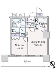 津田沼ザ・タワー 1LDKの間取り