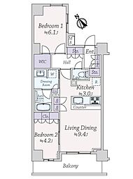 アンビシャス朝霞台 2LDKの間取り