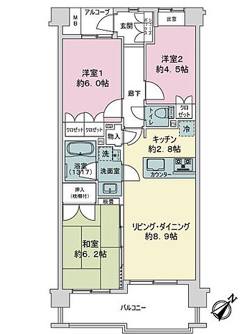 間取り アンビシャスパーク京王堀之内 4階/-
