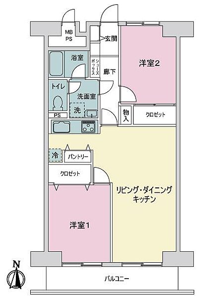 2LDK 間取り