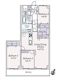 木場サニータウン1号棟 3LDKの間取図画像