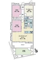 グリーンミユキ川口上青木 2SLDKの間取図画像