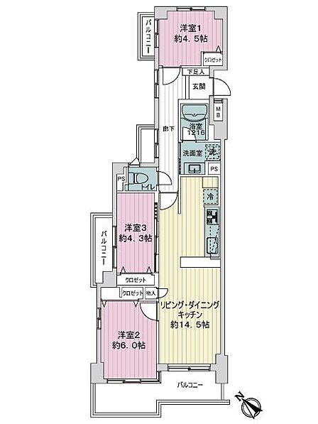 3LDK 間取り