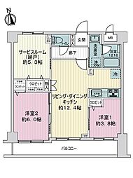 ナイスアーバン横濱片倉町 2SLDKの間取図画像
