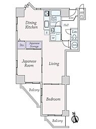 ハイネス上本町 2LDKの間取図画像