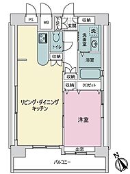 グラビスコート十日市 1LDKの間取図画像