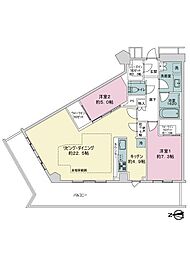 ザ・パークハウス福岡タワーズWEST 2LDKの間取図画像