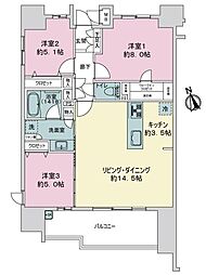 サンリヤン西鉄久留米ステーションプレミアム 3LDKの間取図画像