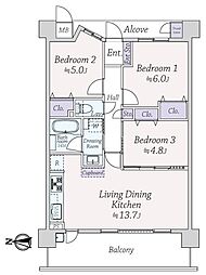 アルス西宮北口 3LDKの間取図画像