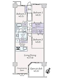 ヴェレーナシティ夙川パークナード1街区 3LDKの間取図画像