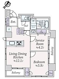 ライオンズマンション飯田橋駅前 1SLDKの間取図画像