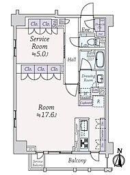 クレヴィア山吹神楽坂 ワンルームの間取図画像