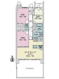 ライオンズマンション西院 2SLDKの間取図画像