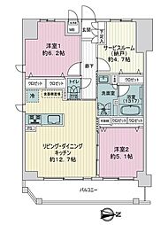 ルイシャトレ三条御幸町 2SLDKの間取図画像