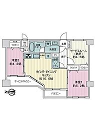 ライオンズマンション平間駅前 2LDKの間取図画像