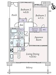 ライオンズヒルズ横濱寺尾 3LDKの間取図画像