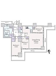 WComfortTowersWEST 3LDKの間取図画像