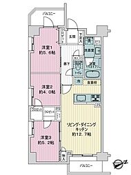 カインドステージ亀有 3LDKの間取図画像