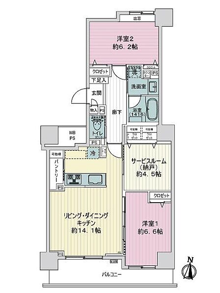 2SLDK 間取り