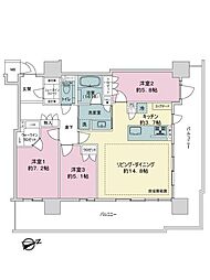 ザ・ファインタワー名古屋今池 3LDKの間取図画像