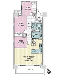 プラセシオン加納天神 3LDKの間取図画像