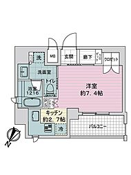 リーガル神戸三宮山手 ワンルームの間取図画像