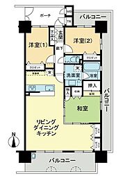 ドゥエル若草 3LDKの間取図画像