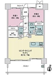 エクセレンシア姫原中央プレミアムレジデンス 2LDKの間取図画像
