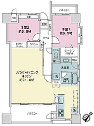 パークオーシャン桜島桟橋通り 2LDKの間取図画像