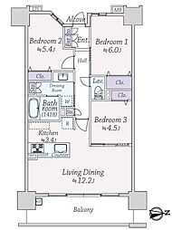 サーパス宮崎セントマークス 3LDKの間取図画像