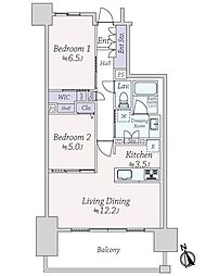 サーパス神宮レジデンス 2LDKの間取図画像