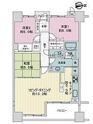 サーパス大橋平和台通 3LDKの間取図画像