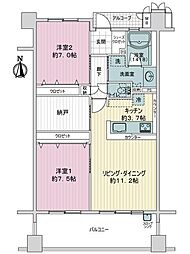 サーパス泉野出町南 2LDKの間取図画像
