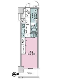 プレミア金沢芳斉 1Kの間取図画像