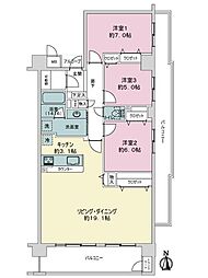 サーパス西開発 3LDKの間取図画像