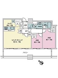 タワー・ザ・ファースト静岡 2LDKの間取図画像