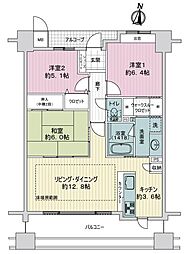 サーパス千手弐番館 3LDKの間取図画像