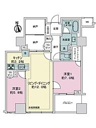 シティタワー宇都宮 2LDKの間取図画像