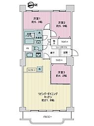 シャルム北4条 3LDKの間取図画像