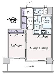 ダイアパレス北10条1番館・2番館 1LDKの間取図画像
