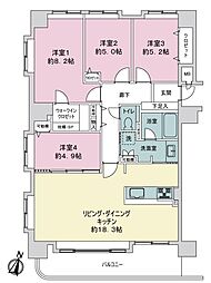 ライオンズヴィアーレ大通 4LDKの間取図画像