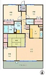 ウィステリアハママツウエスト 4LDKの間取図画像