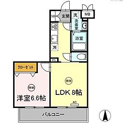 福岡市地下鉄空港線 姪浜駅 徒歩10分の賃貸アパート 4階1LDKの間取り