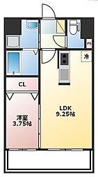 福岡市地下鉄空港線 東比恵駅 徒歩17分の賃貸マンション 9階1LDKの間取り