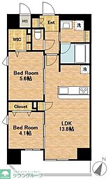 インシグニア渡辺通 2LDKの間取図画像