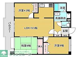 西新中央パーク・マンション 3LDKの間取図画像